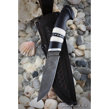 Outdoorový nůž VORSMA BODÁK, Damašek, laminovaný, černý habr, losí parohy, 115mm