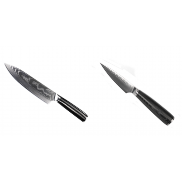 Šéfkuchařský nůž Seburo SARADA II Damascus 190mm + Nůž na ovoce a zeleninu Seburo SARADA Damascus 90mm