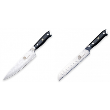 Nůž šéfkuchaře Dellinger Samurai Professional Damascus VG-10, 200mm + Nůž na chléb a pečivo Dellinger Samurai Professional Damascus VG-10, 195mm