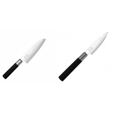 Santoku nůž KAI Wasabi Black (6716S), 165 mm + Univerzální nůž KAI Wasabi Black, 100 mm