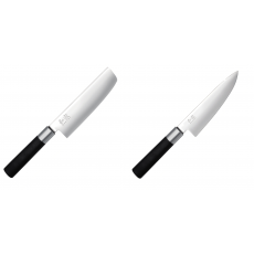 Wasabi Black Nakiri KAI 165mm + Malý šéfkuchařský nůž KAI Wasabi Black, 150 mm