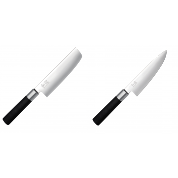 Wasabi Black Nakiri KAI 165mm + Malý šéfkuchařský nůž KAI Wasabi Black, 150 mm