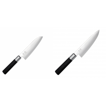 Santoku nůž KAI Wasabi Black (6716S), 165 mm + Malý šéfkuchařský nůž KAI Wasabi Black, 150 mm