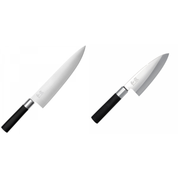 Wasabi Black Nůž šéfkuchaře velký KAI 230mm + Vykosťovací nůž KAI Wasabi Black Deba, 155 mm