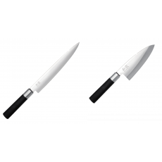 Plátkovací nůž KAI Wasabi Black, 230 mm + Vykosťovací nůž KAI...