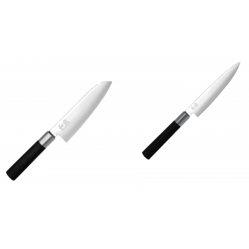 Santoku nůž KAI Wasabi Black (6716S), 165 mm + Univerzální nůž KAI Wasabi Black (6715U), 150 mm