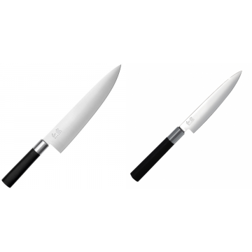 Wasabi Black Nůž šéfkuchaře velký KAI 230mm + Univerzální nůž KAI Wasabi Black (6715U), 150 mm