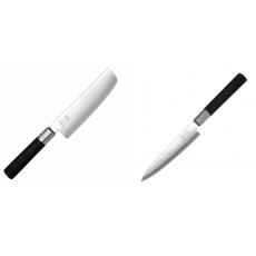 Wasabi Black Nakiri KAI 165mm + Plátkovací nůž KAI Wasabi Black...
