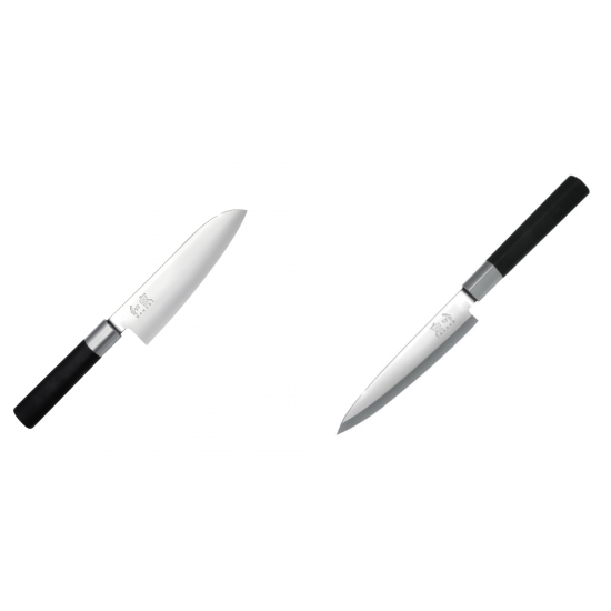 AKCE 1+1 Santoku nůž KAI Wasabi Black (6716S) 165mm + Plátkovací nůž KAI Wasabi Black Yanagiba 155mm
