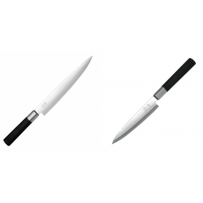 Plátkovací nůž KAI Wasabi Black, 230 mm + Plátkovací nůž KAI Wasabi Black Yanagiba, 155mm