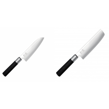 Santoku nůž KAI Wasabi Black (6716S), 165 mm + Wasabi Black Nakiri KAI 165mm