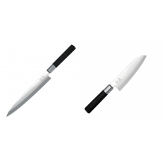 Plátkovací nůž KAI Wasabi Black Yanagiba, 210mm + Santoku nůž KAI Wasabi Black (6716S), 165 mm