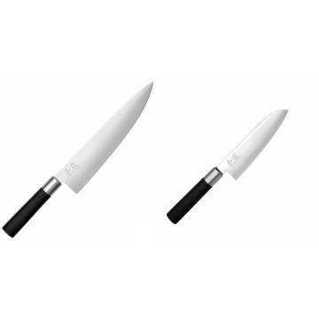 Wasabi Black Nůž šéfkuchaře velký KAI 230mm + Santoku nůž KAI Wasabi Black (6716S), 165 mm