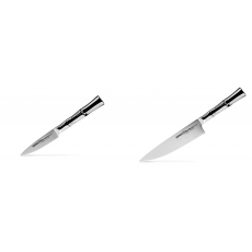 Nůž na ovoce a zeleninu Samura Bamboo (SBA-0010), 80 mm + Šéfkuchařský nůž Samura Bamboo (SBA-0085), 200 mm