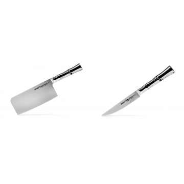 Kuchyňský nůž-sekáček Samura Bamboo (SBA-0040), 180 mm + Steakový nůž Samura Bamboo (SBA-0031), 110 mm