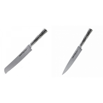 Nůž na chléb Samura Bamboo (SBA-0055), 200 mm + Filetovací nůž Samura Bamboo (SBA-0045), 200 mm