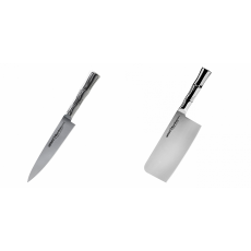 Univerzální nůž Samura Bamboo (SBA-0021), 125 mm + Kuchyňský nůž-sekáček Samura Bamboo (SBA-0040), 180 mm