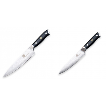 Nůž šéfkuchaře Dellinger Samurai Professional Damascus VG-10, 200mm + Nůž na okrajování ovoce a zeleniny Dellinger Samurai Professional Damascus VG-10, 130mm