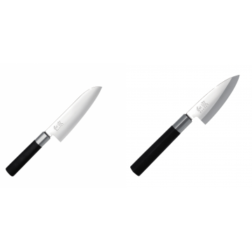 Santoku nůž KAI Wasabi Black (6716S), 165 mm + Wasabi Black Deba KAI 105mm