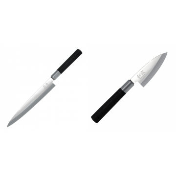 Plátkovací nůž KAI Wasabi Black Yanagiba, 210mm + Wasabi Black Deba KAI 105mm