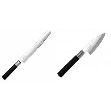 Wasabi Black Nůž na pečivo KAI 230mm + Wasabi Black Deba KAI 105mm