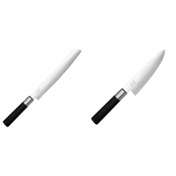 Wasabi Black Nůž na pečivo KAI 230mm + Malý šéfkuchařský nůž KAI Wasabi Black, 150 mm