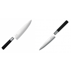 Wasabi Black Nůž šéfkuchaře KAI 200mm + Plátkovací nůž KAI Wasabi Black Yanagiba, 155mm