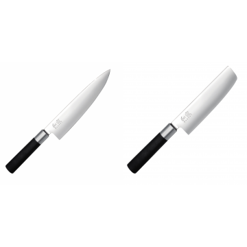 Wasabi Black Nůž šéfkuchaře KAI 200mm + Wasabi Black Nakiri KAI 165mm