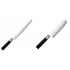 Wasabi Black Nůž na pečivo KAI 230mm + Wasabi Black Nakiri KAI...