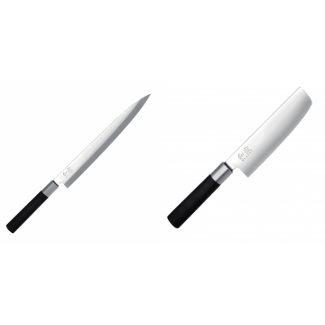Plátkovací nůž KAI Wasabi Black Yanagiba, 240 mm + Wasabi Black Nakiri KAI 165mm