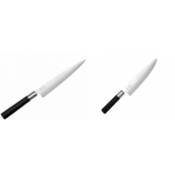 Filetovací nůž KAI Wasabi Black 6761F, 180 mm + Wasabi Black Nůž šéfkuchaře KAI 200mm