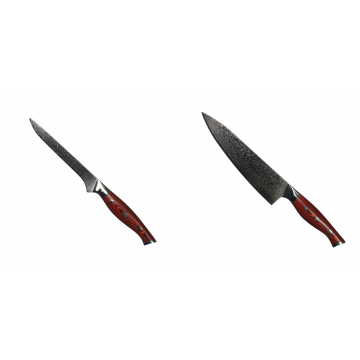 Vykosťovací nůž Seburo HAZAKURA Damascus 140mm + Šéfkuchařský nůž Seburo HAZAKURA Damascus 200mm