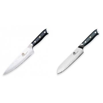 Nůž šéfkuchaře Dellinger Samurai Professional Damascus VG-10, 200mm + Univerzální kuchařský nůž Santoku Cullens Dellinger Samurai Professional Damascus VG-10, 170mm