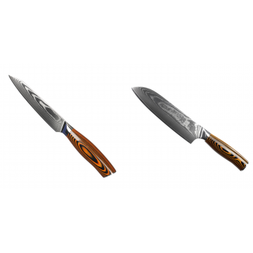 Kuchyňský univerzální nůž Seburo SUBAJA Damascus 130mm + Santoku nůž Seburo SUBAJA II Damascus 190mm