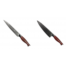 Plátkovací nůž Seburo HAZAKURA Damascus 200mm + Šéfkuchařský nůž...