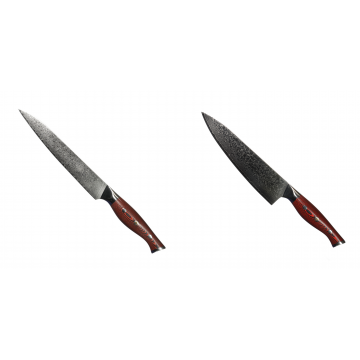 Plátkovací nůž Seburo HAZAKURA Damascus 200mm + Šéfkuchařský nůž Seburo HAZAKURA Damascus 200mm