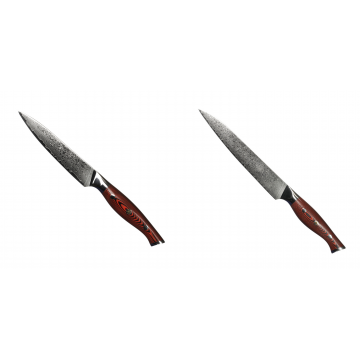 Kuchyňský univerzální nůž Seburo HAZAKURA Damascus 125mm + Plátkovací nůž Seburo HAZAKURA Damascus 200mm