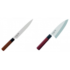 Plátkovací nůž KAI Seki Magoroku Red Wood, 200mm + Nůž Deba, jednostranně broušený KAI 155mm