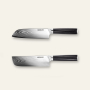 Sada kuchyňských nožů Seburo SARADA Premium Damascus 2ks (Nakiri nůž 170mm, Santoku nůž 175mm)