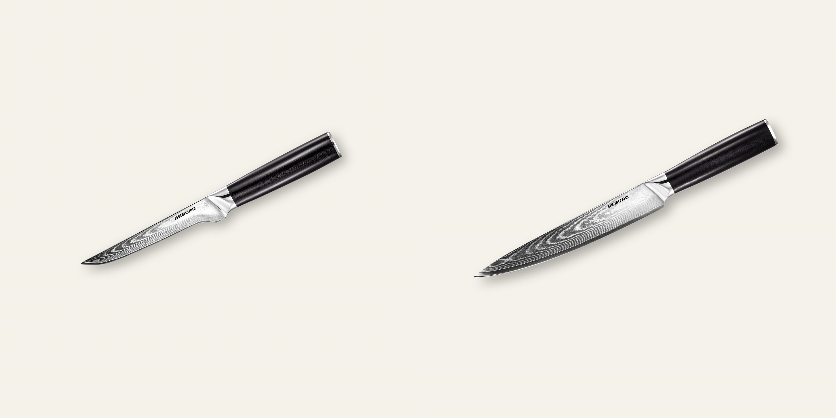 AKCE 1+1 Vykosťovací nůž Seburo SARADA Damascus 150mm + Plátkovací nůž Seburo SARADA Damascus 200mm