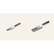Honesuki (vykosťovací, univerzální) nůž Seburo SUBAJA Damascus 130mm + Nakiri nůž Seburo SUBAJA Damascus 175mm