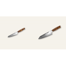 Honesuki (vykosťovací, univerzální) nůž Seburo SUBAJA Damascus 130mm + Kiritsuke (mistr-šéf, santoku) nůž Seburo SUBAJA Damascus 180mm