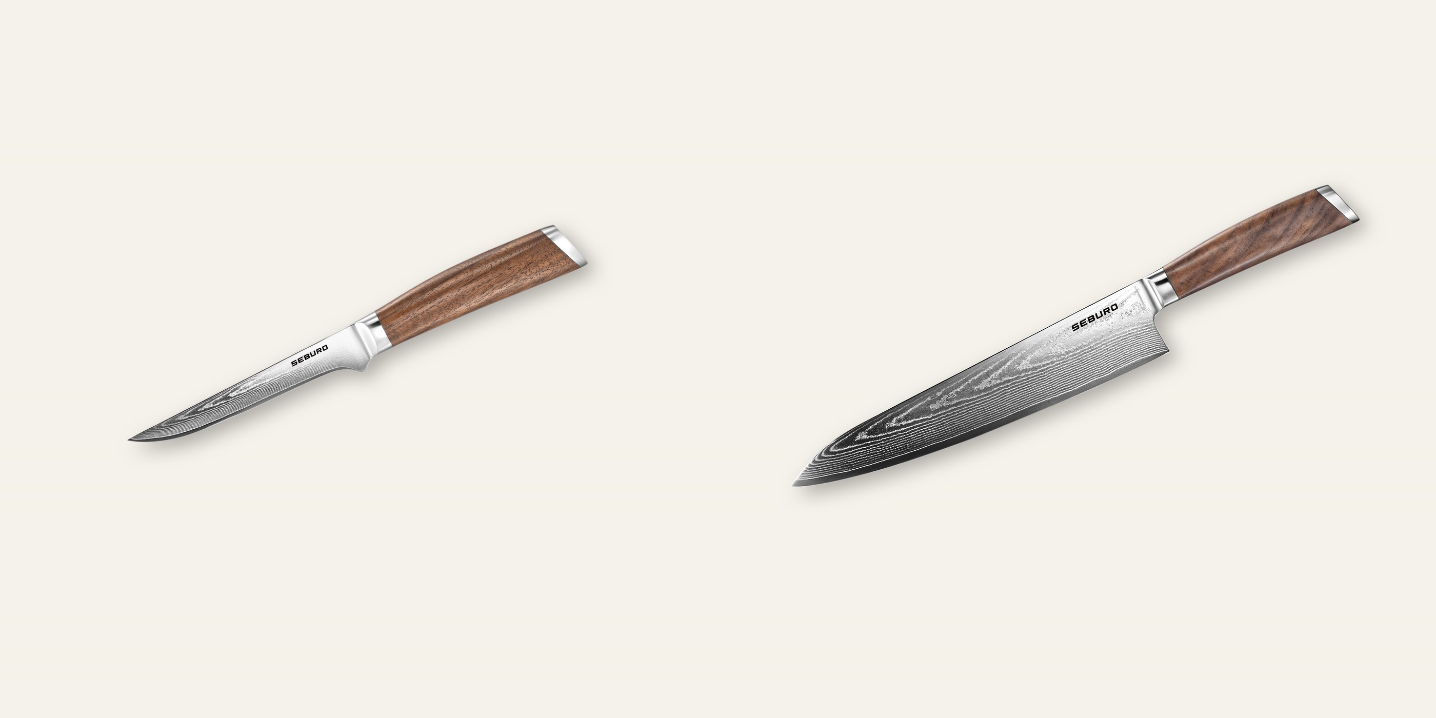 AKCE 1+1 Vykosťovací nůž Seburo HOGANI Damascus 140mm + Šéfkuchařský nůž Seburo HOGANI Damascus 250mm