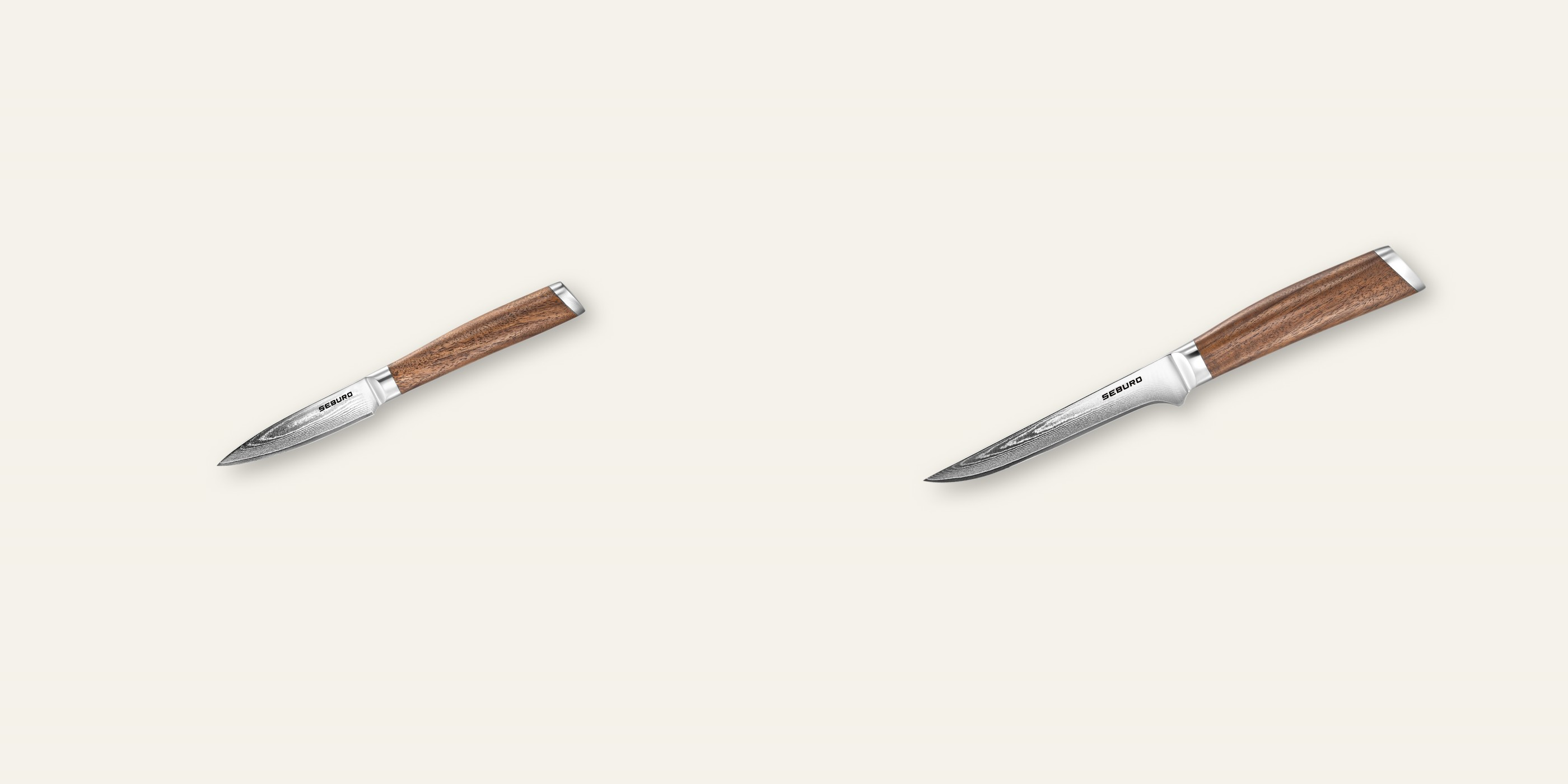 AKCE 1+1 Nůž na ovoce a zeleninu Seburo HOGANI Damascus 85mm + Vykosťovací nůž Seburo HOGANI Damascus 140mm