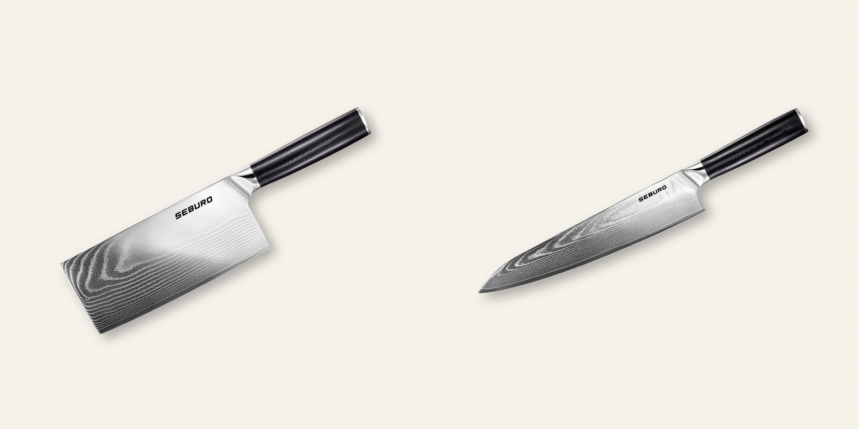 AKCE 1+1 Sekáček Seburo SARADA Chopper Damascus 180mm + Šéfkuchařský nůž Seburo SARADA Damascus 250mm