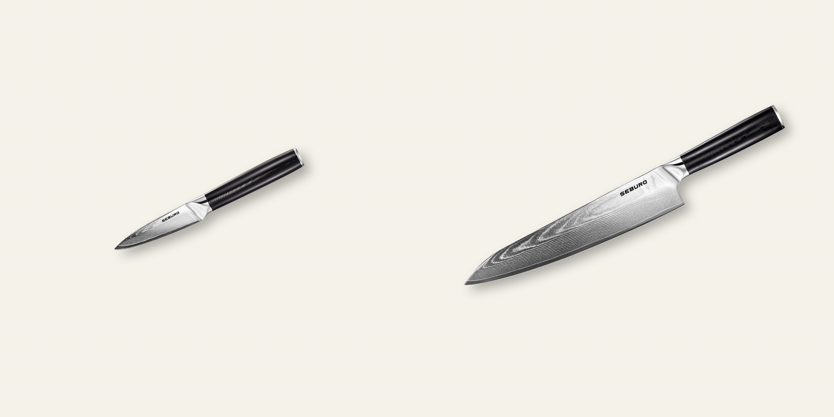 AKCE 1+1 Nůž na ovoce a zeleninu Seburo SARADA Damascus 95mm + Šéfkuchařský nůž Seburo SARADA Damascus 250mm