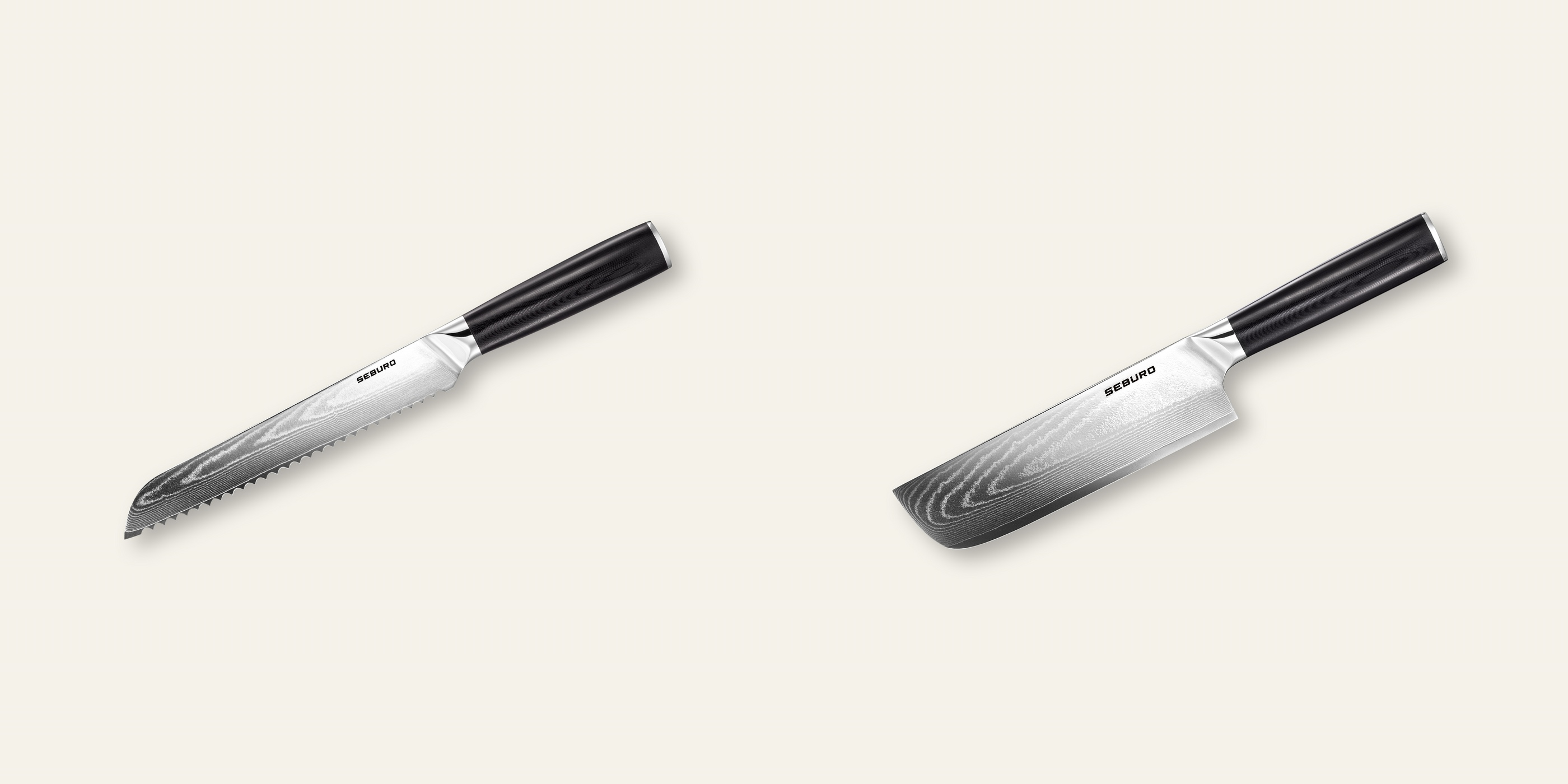 AKCE 1+1 Nůž na pečivo Seburo SARADA Damascus 195mm + Nakiri nůž Seburo SARADA Damascus 170mm