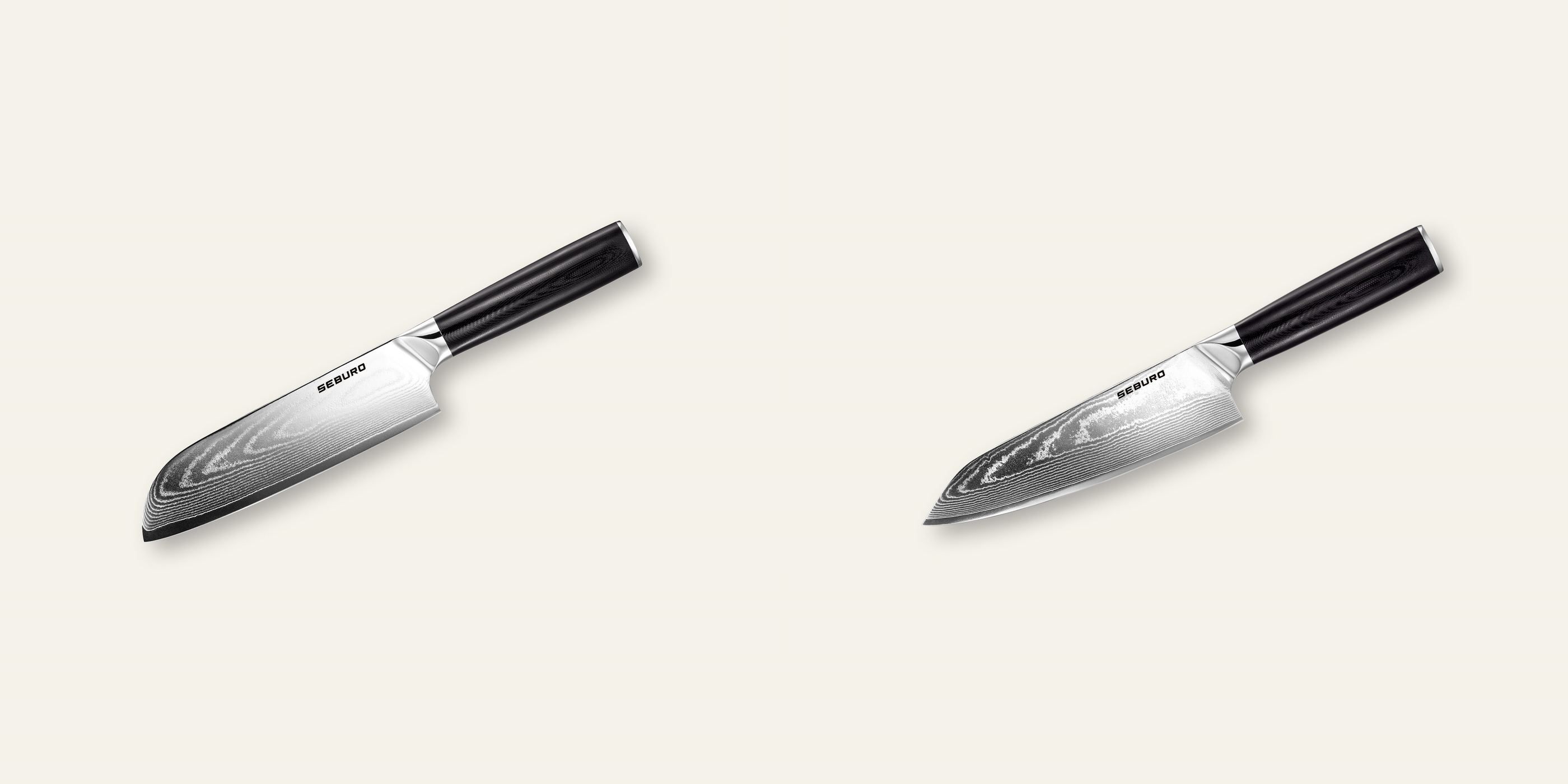 AKCE 1+1 Santoku nůž Seburo SARADA Damascus 175mm + Kiritsuke (mistr-šéf, santoku) nůž Seburo SARADA Damascus 180mm