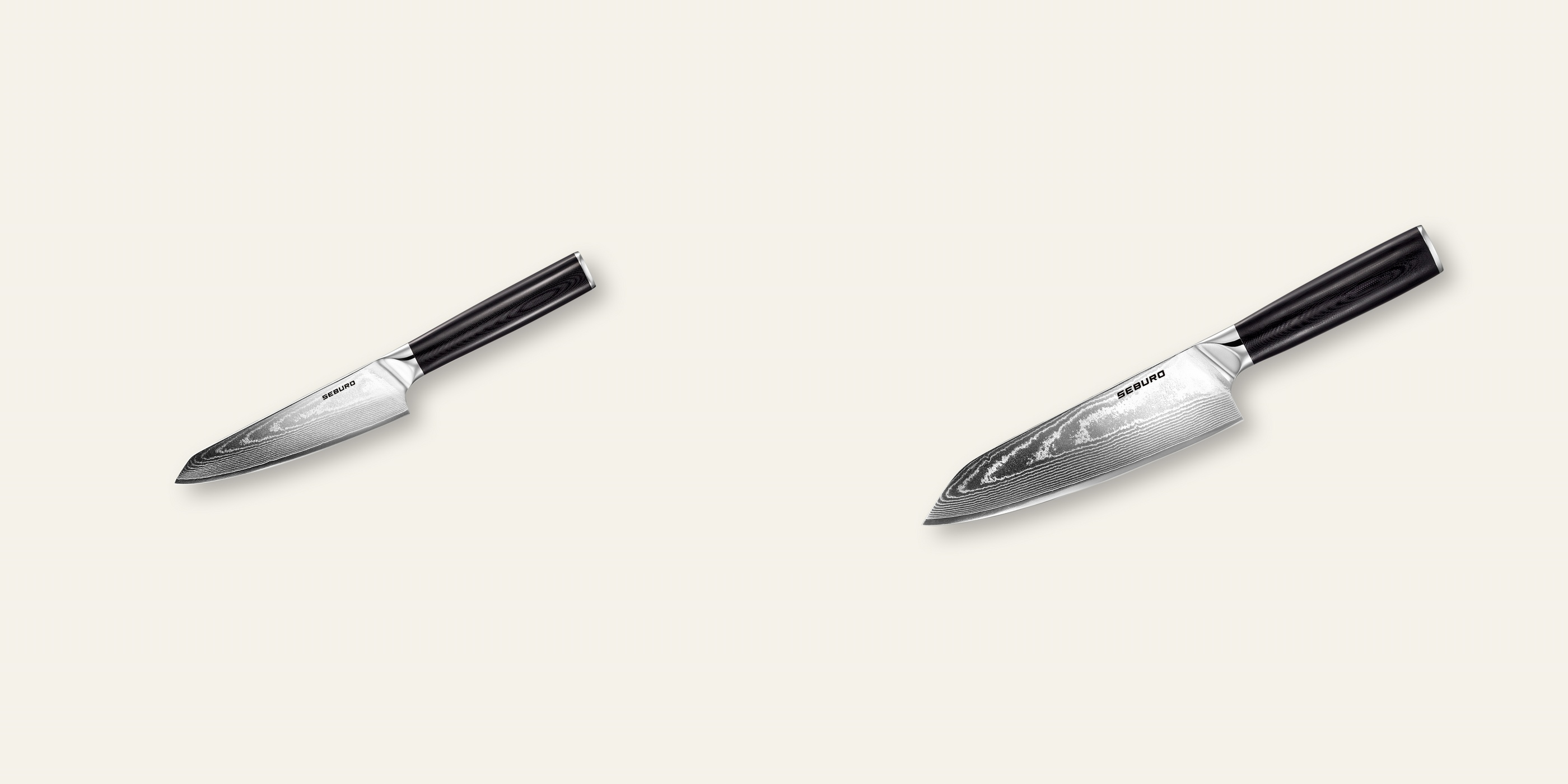 AKCE 1+1 Honesuki (vykosťovací) nůž Seburo SARADA Damascus 130mm + Kiritsuke (mistr-šéf, santoku) nůž Seburo SARADA Damascus 180mm