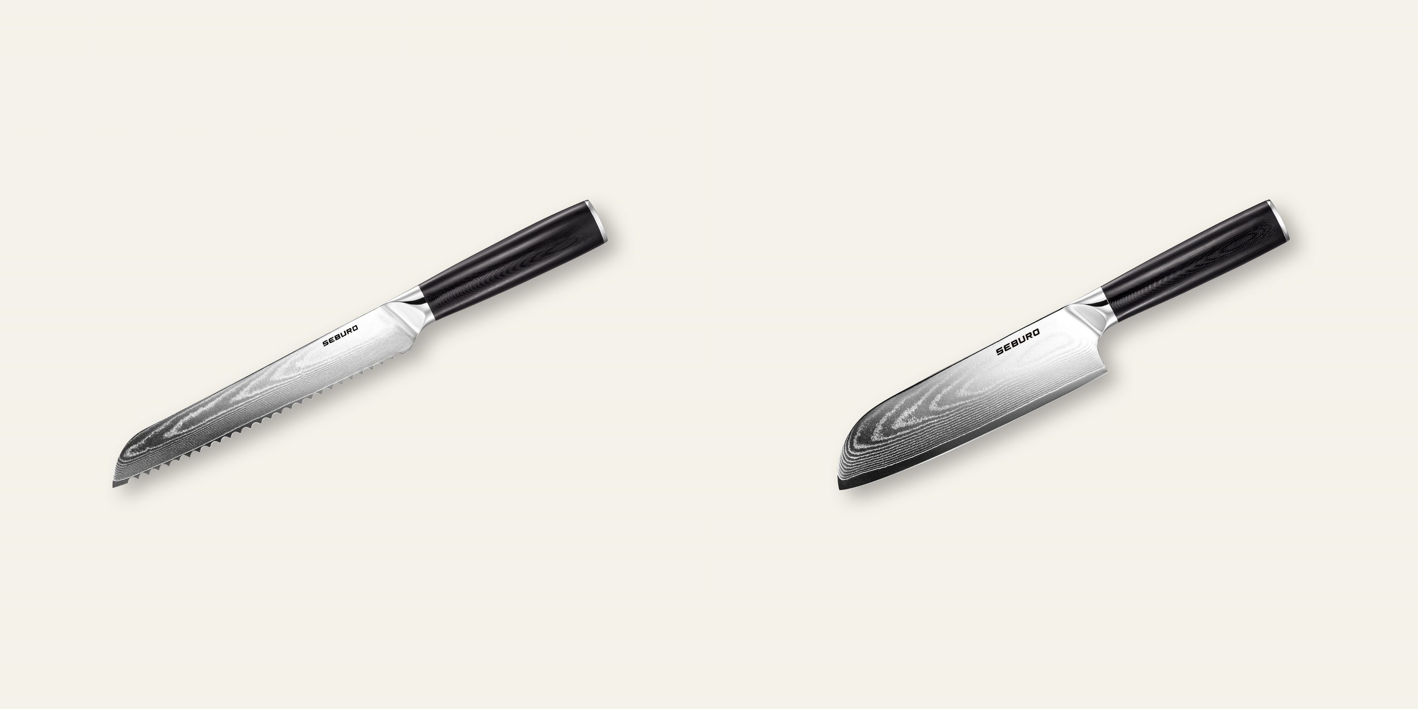 AKCE 1+1 Nůž na pečivo Seburo SARADA Damascus 195mm + Santoku nůž Seburo SARADA Damascus 175mm